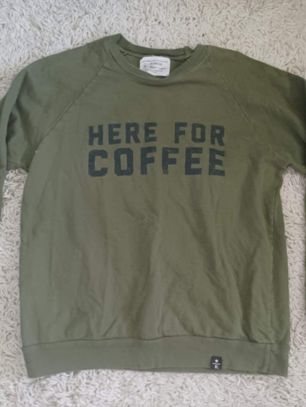 Starbucks Reserve Here For Coffee Sweatshirt Medium Olive Green Crewneck Organic